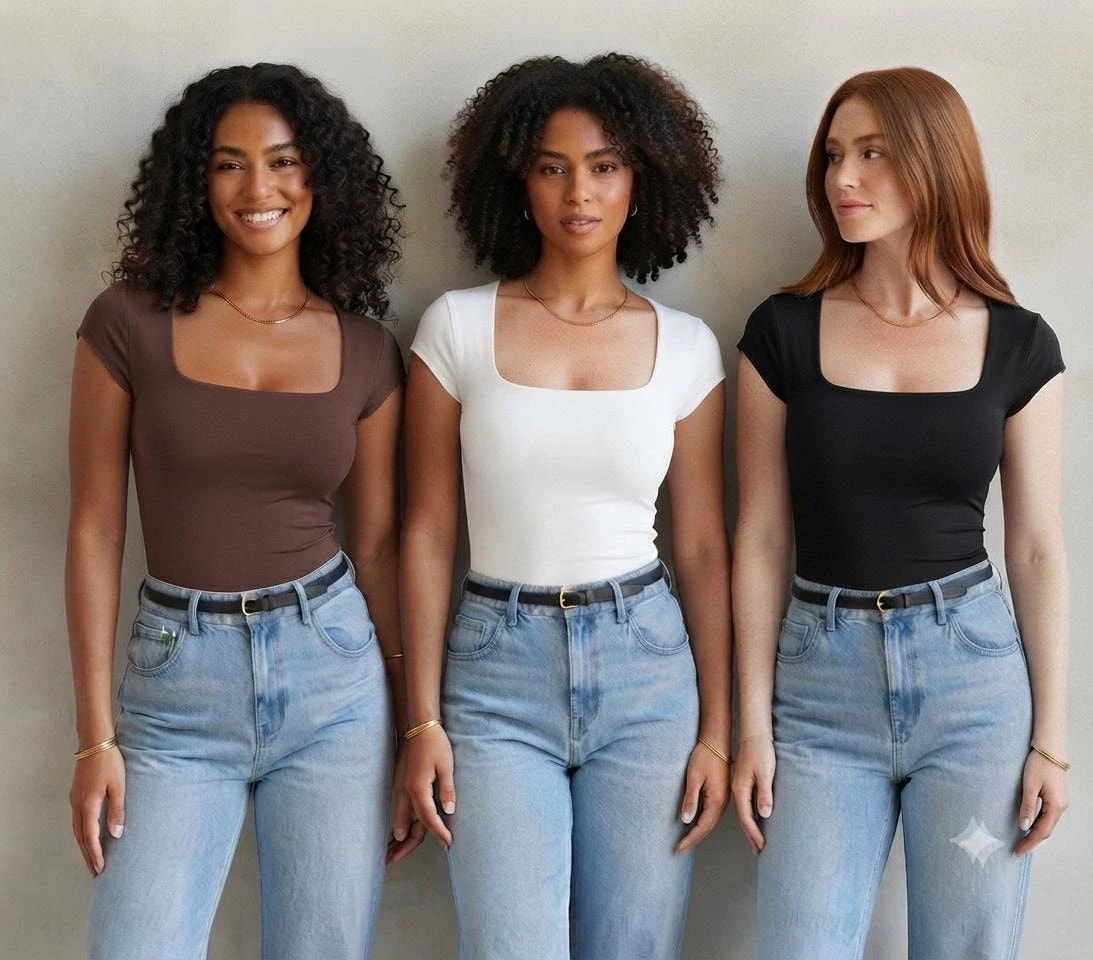 Kit 3 Blusa Feminina Baby Look com Tecido Suplex Leve e Confortável